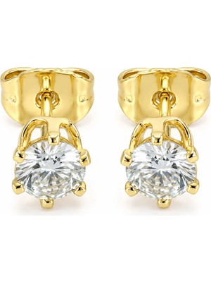 Zeino Tektaş Zirkon Küpe - 14K Altın Kaplama - 6 mm