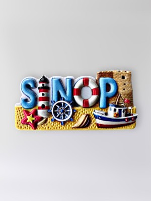 Mundy Sinop Polyester Kabartmalı Magnet  8,5x4 cm Şehir Magneti Dekoratif Hediyelik Buzdolabı Süsü (KOD:1257)