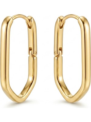 Zeino Köşeli Küpe - 14K Altın Kaplama - 24 mm