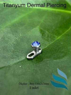 Bylin Titanyum Lacivert Taşlı Dermal Kristal Piercing - 1 Adet