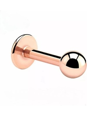 Bylin %100 316 L Cerrahi Çelik Rosegold Top Kilitli Labret Piercing/ Bar Boy 8mm- 1 Adet