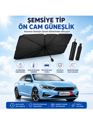Baffhome Katlanabilir Oto Güneşlik Araç Ön Cam Güneşliği Oto Araba Güneşlik Şemsiye Tip Ön Cam Güneş Önleyici
