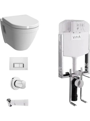 Vitra S50 Rimex Kanalsız Asma Klozet Soft Kapak Gömme Rezervuar Set Yavaş Kapanan Kapak