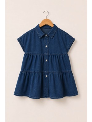 My Kids Wear Mia Düğmeli Denim Kız Çocuk Elbise 12843
