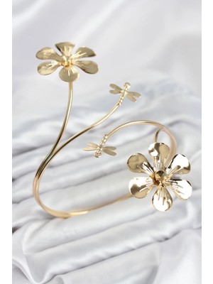 Tios Shop Krm Pazu Bileklik Gold Renk Pirinç Çiçek Model Krm