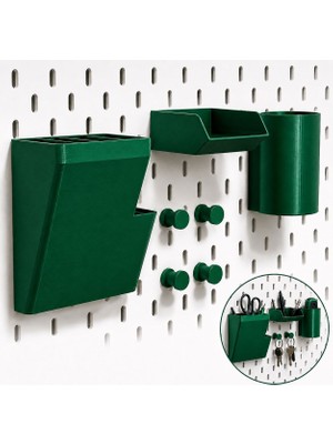 Basart Pegboard Duvar Düzenleyici Organizer Seti – Kalemlik, Çok Amaçlı Kutu, Mini Raf ve Askılık Modüllü Modüler Duvar Organizasyon Sistemi