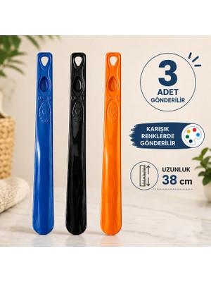 Meerkat Karışık Renkli 3 Adet Plastik Ayakkabı Çekeceği, 38 cm Plastik Kerata