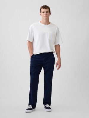 Gap Erkek Lacivert Straight Keten Karışımı Pantolon