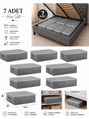 Çınar Ev Tekstil 7’li Büyük Boy Hurç Seti 65X45X22 cm – Baza Altı ve Dolap Içi Düzenleyici Saklama Hurcu