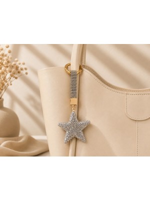 Kumru Studio Yıldız Taşlı Luxury Çanta Charmı – Silver Kristal Bag Charm