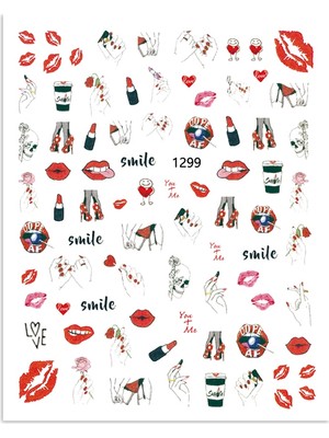 Aba Nails Sevgililer Günü Tırnak Sticker Tırnak Etiketi Nail Art JO-1299