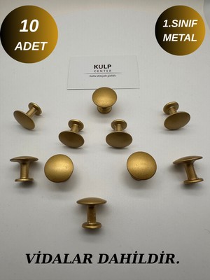 Kulp Center 10 Adet Modern Mat Altın 1.sınıf Düğme Mobilya Çekmece Kulpu Mutfak Dolap Kulbu