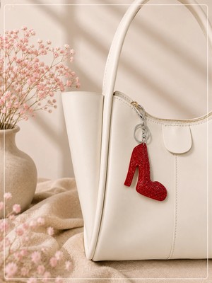 Kumru Studio Kırmızı Taşlı Topuklu Ayakkabı Charm