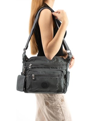 Baginn Kadın Postacı Çanta Hafif Klinkır Kumaş Çok Cepli Çapraz Askılı Omuz Çantası 28*24 cm Günlük Çanta