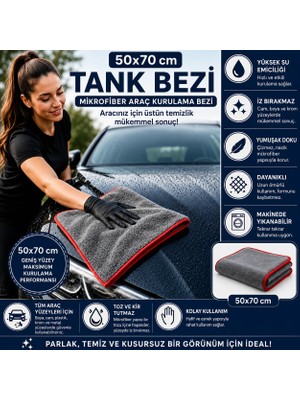TUMKE Mikrofiber Tank Bezi  Yüksek Havlu Araba, Cam, Mutfak ve Banyo Kurulama Bezi Araç Temizleme Bezi 50X70CM