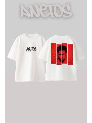 Anetos Fight Club Tyler 90S Retro Sinema Serisi Sırt Baskılı Oversize Beyaz T-Shirt
