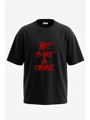 Anetos Graffiti Art Tasarım Sırt Baskılı Pamuk Siyah Oversize T-Shirt