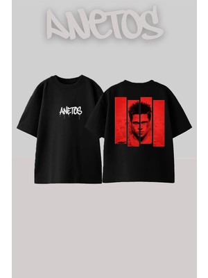 Anetos Fight Club Tyler 90S Retro Sinema Serisi Sırt Baskılı Oversize Siyah T-Shirt
