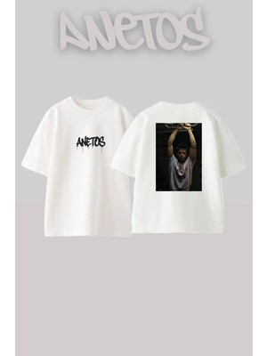 Anetos Fight Club Tyler Durden Duruş 90S Retro Sinema Serisi Sırt Baskılı Oversize Beyaz T-Shirt