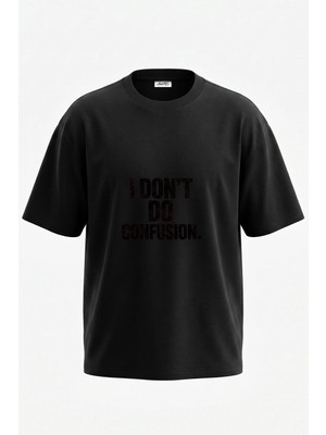 Anetos Net Ifade Tasarım Sırt Baskılı Pamuk Siyah Oversize T-Shirt
