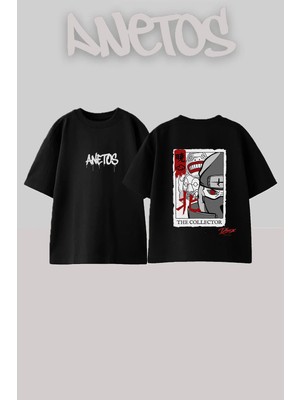 Anetos Akatsuki Collector Tasarım Sırt Baskılı Pamuk Siyah Oversize T-Shirt