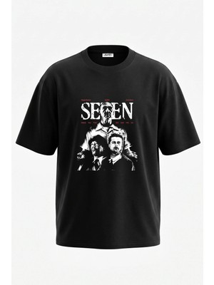 Anetos SE7EN John Doe Tasarım Sırt Baskılı Pamuk Siyah Oversize T-Shirt
