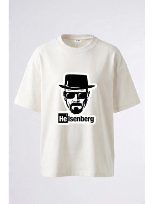 Anetos Heisenberg Breaking Bad Tasarım Sırt Baskılı Pamuk Beyaz Oversize T-Shirt