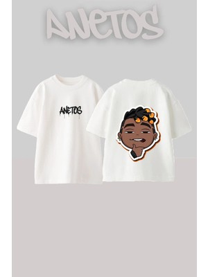 Anetos Phoenix Valorant Tasarım Sırt Baskılı Pamuk Beyaz Oversize T-Shirt