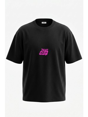 Anetos Fight Club Tyler Tasarım Sırt Baskılı Pamuk Siyah Oversize T-Shirt