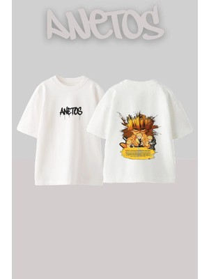 Anetos Zenitsu Agatsuma 1 Tasarım Sırt Baskılı Pamuk Beyaz Oversize T-Shirt