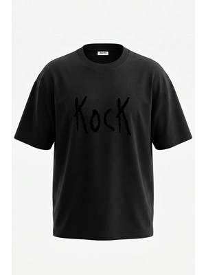 Anetos Grunge Rock Tasarım Sırt Baskılı Pamuk Siyah Oversize T-Shirt