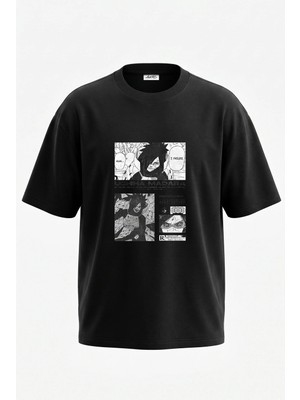 Anetos Madara Uchiha Tasarım Sırt Baskılı Pamuk Siyah Oversize T-Shirt