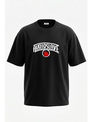 Anetos Audioslave Band Tasarım Sırt Baskılı Pamuk Siyah Oversize T-Shirt