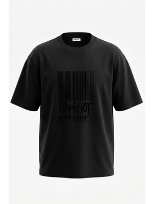 Anetos Slipknot Tasarım Sırt Baskılı Pamuk Siyah Oversize T-Shirt
