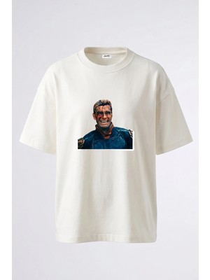 Anetos Homelander Theboys Tasarım Sırt Baskılı Pamuk Beyaz Oversize T-Shirt