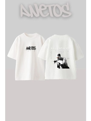 Anetos Xxxtentacion Tasarım Sırt Baskılı Pamuk Beyaz Oversize T-Shirt