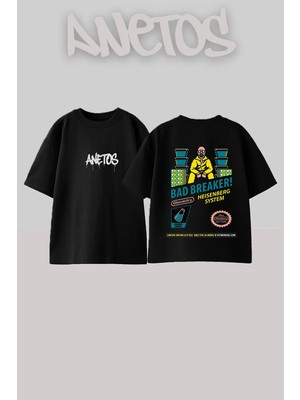 Anetos Breaking Bad 1 Tasarım Sırt Baskılı Pamuk Siyah Oversize T-Shirt