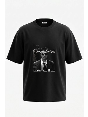 Anetos The Fonz Tasarım Sırt Baskılı Pamuk Siyah Oversize T-Shirt