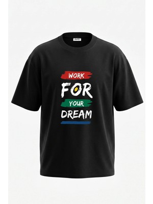 Anetos Panafrican Dream Tasarım Sırt Baskılı Pamuk Siyah Oversize T-Shirt