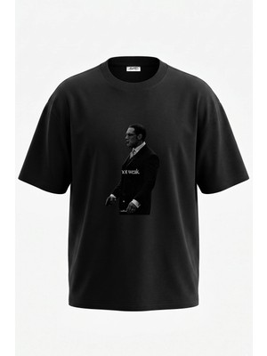 Anetos Tom Hardy Reggie Kray Tasarım Sırt Baskılı Pamuk Siyah Oversize T-Shirt