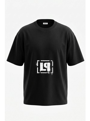 Anetos Linkin Park Logo Tasarım Sırt Baskılı Pamuk Siyah Oversize T-Shirt