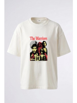 Anetos The Warriors Tasarım Sırt Baskılı Pamuk Beyaz Oversize T-Shirt