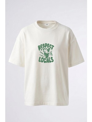 Anetos Koala Tasarım Sırt Baskılı Pamuk Beyaz Oversize T-Shirt