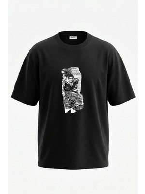 Anetos Tony Montana_1 Tasarım Sırt Baskılı Pamuk Siyah Oversize T-Shirt
