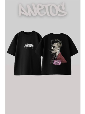 Anetos Fight Club Tyler Durden Sabun 90S Retro Sinema Serisi Sırt Baskılı Oversize Siyah T-Shirt
