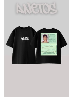 Anetos Tony Montana Kimlik Streetwear Tarz Sırt Baskılı Pamuklu Siyah Oversize T-Shirt