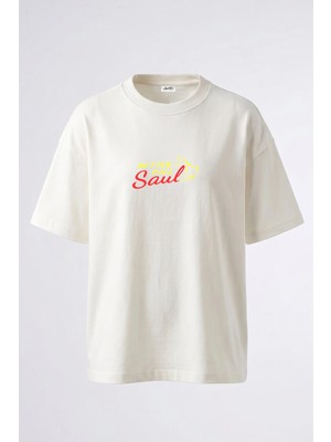 Anetos Better Call Saul_1 Tasarım Sırt Baskılı Pamuk Beyaz Oversize T-Shirt