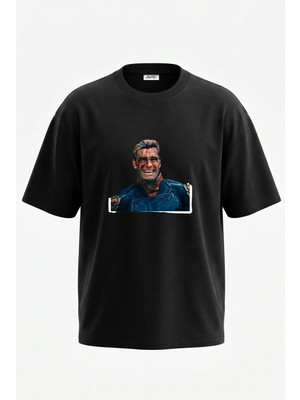 Anetos Homelander Theboys Tasarım Sırt Baskılı Pamuk Siyah Oversize T-Shirt