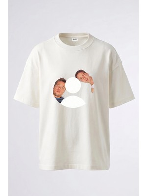 Anetos Dovus Kulubu Tasarım Sırt Baskılı Pamuk Beyaz Oversize T-Shirt