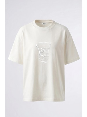 Anetos Linkin Park_2 Tasarım Sırt Baskılı Pamuk Beyaz Oversize T-Shirt